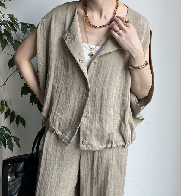  「【WEB限定】リネンライクジレ」|ベスト・ジレ|