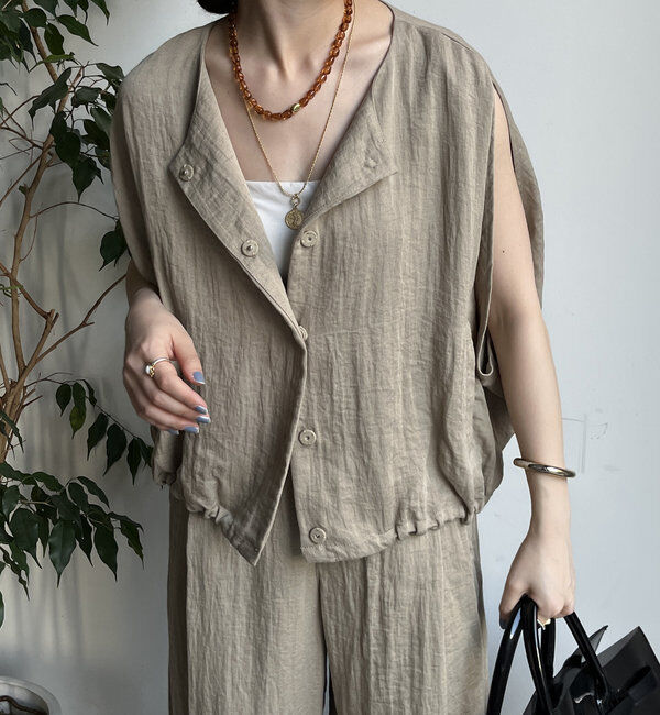  「【WEB限定】リネンライクジレ」|ベスト・ジレ|