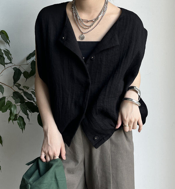  「【WEB限定】リネンライクジレ」|ベスト・ジレ|