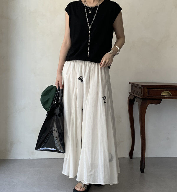  「【WEB限定】インド綿刺繍フレアスカート」|スカート|