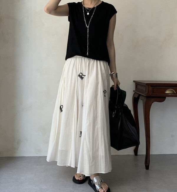  「【WEB限定】インド綿刺繍フレアスカート」|スカート|