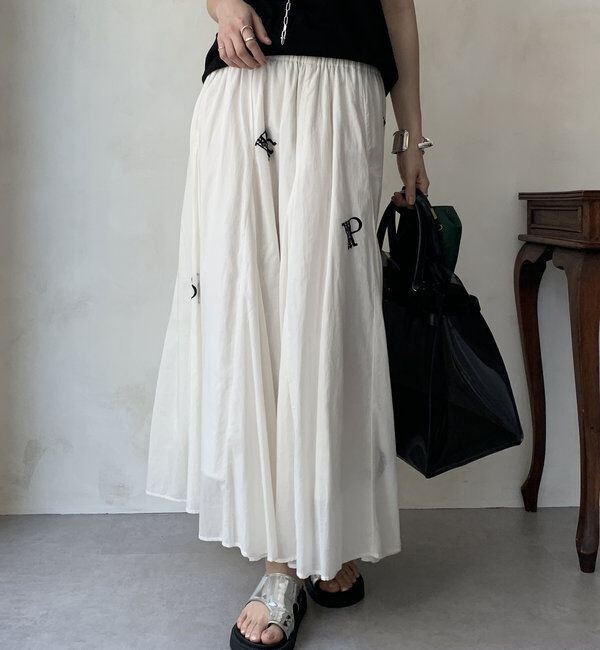  「【WEB限定】インド綿刺繍フレアスカート」|スカート|