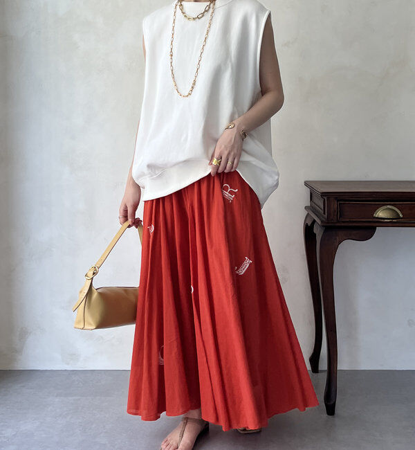  「【WEB限定】インド綿刺繍フレアスカート」|スカート|