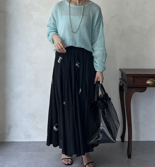  「【WEB限定】インド綿刺繍フレアスカート」|スカート|