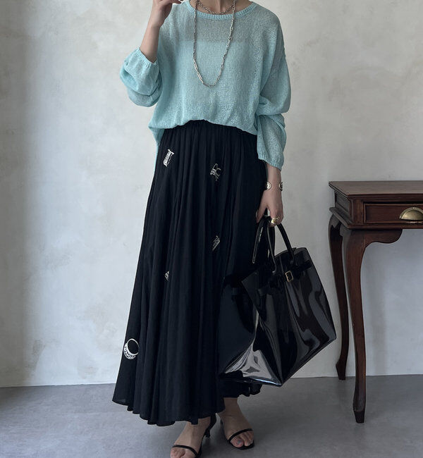  「【WEB限定】インド綿刺繍フレアスカート」|スカート|