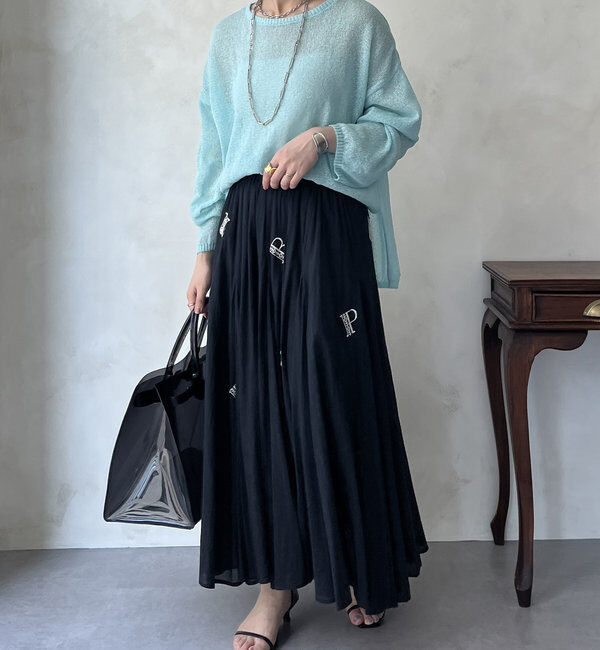  「【WEB限定】インド綿刺繍フレアスカート」|スカート|