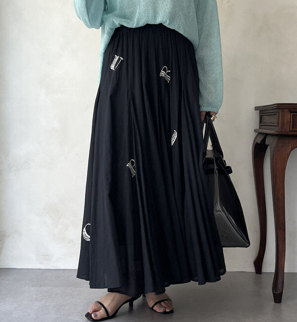  「【WEB限定】インド綿刺繍フレアスカート」|スカート|