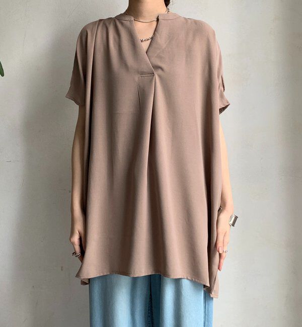  「【WEB限定】ライトジョーゼットスキッパーギャザーチュニック」|シャツ・ブラウス|