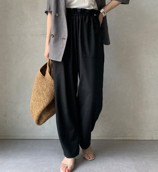  「【WEB限定】 麻調シャイニーイージーパンツ」|チノ|