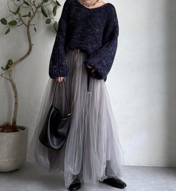  「MIXヤーンVネックプルオーバー」|ニット・セーター|