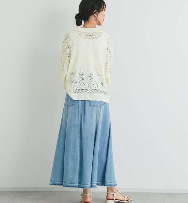  「《繊細な美しさを演出》レース編みニットカーディガン」|ニット・セーター|