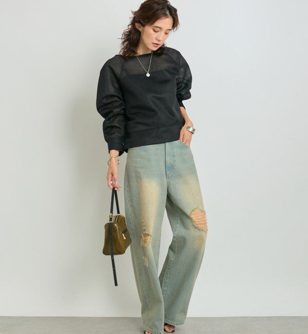  「【MONN.:.(モン)】ハイライズダメージDENIM」|デニム|