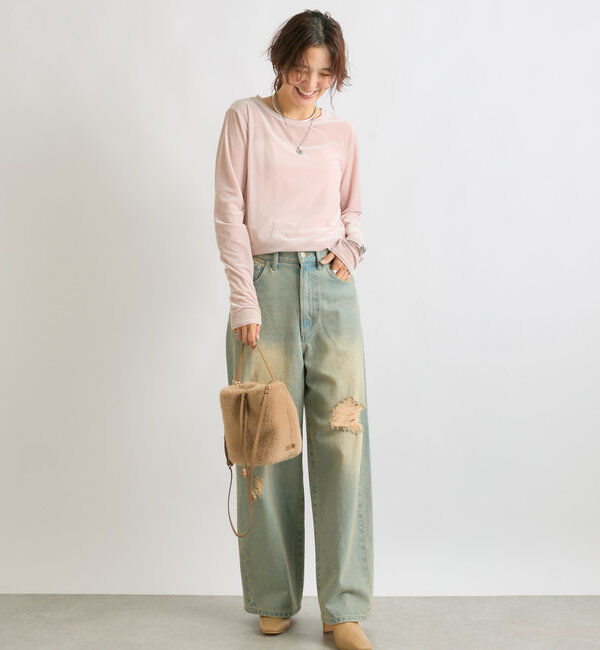  「【MONN.:.(モン)】ハイライズダメージDENIM」|デニム|