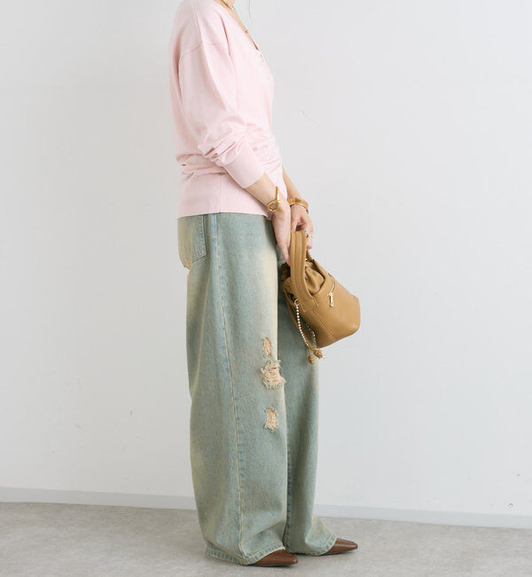  「【MONN.:.(モン)】ハイライズダメージDENIM」|デニム|