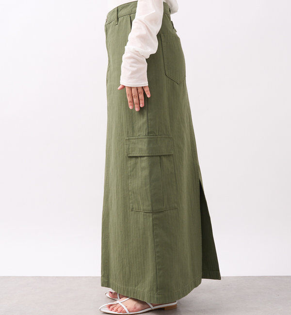  「【MONN.:.(モン)】カーゴマキシスカート」|スカート|