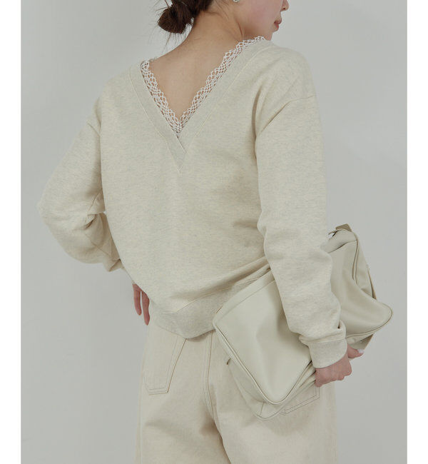  「【HERITANOVUM】レース付き裏毛スウェット」|Tシャツ・カットソー|アイボリー