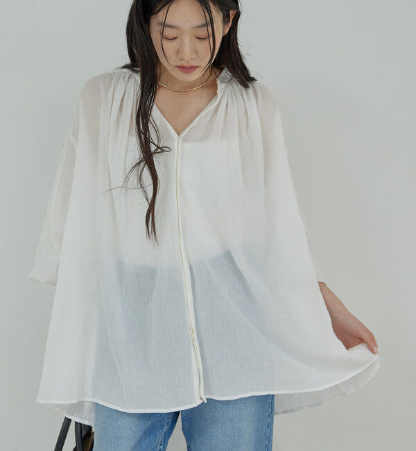  「ガーゼ比翼ブラウス」|シャツ・ブラウス|