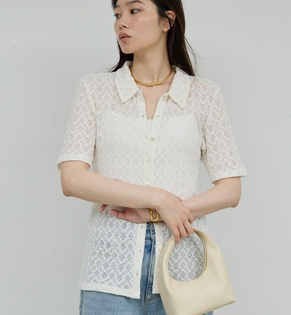  「【セットアップ対応】レースポロカーデ」|Tシャツ・カットソー|