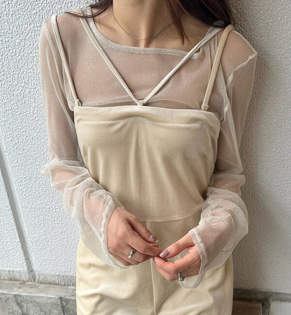  「[mline]チュールギャザートップス」|Tシャツ・カットソー|