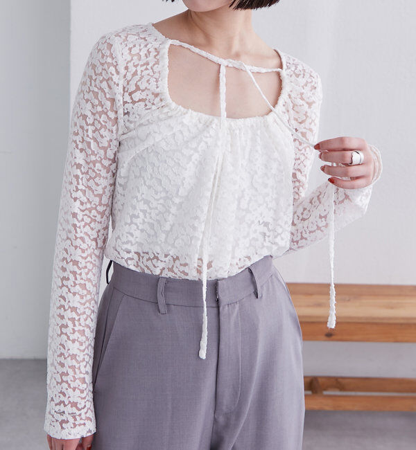  「シアーチョーカーリボンロンT」|Tシャツ・カットソー|