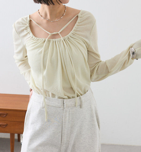  「シアーチョーカーリボンロンT」|Tシャツ・カットソー|