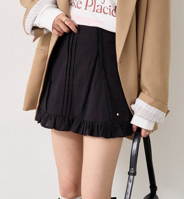  「コットンフリルミニスカート」|スカート|ブラック