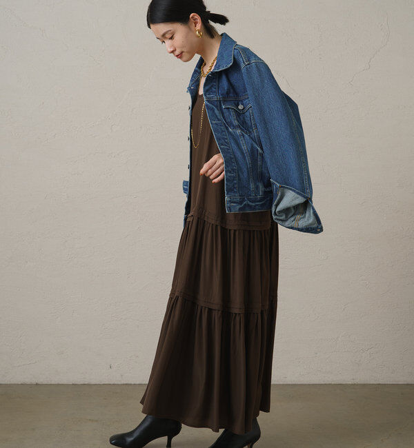  「【3サイズ展開】サテンティアードキャミワンピース」|ワンピース|