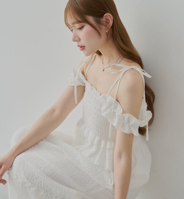  「【5色展開】フリルデザインベアワンピース」|ワンピース|ホワイト