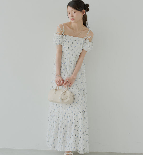  「2wayスリーブフラワーロングワンピース」|ワンピース|アイボリー