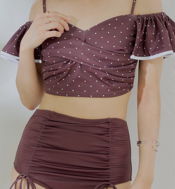  「【水着/ショーツ】ハイウエストギャザーショーツ」|ビキニ|