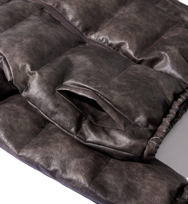  「《３サイズ展開》Sロゴヴィンテージライク中綿レザーブルゾン」|ブルゾン・スタジャン|