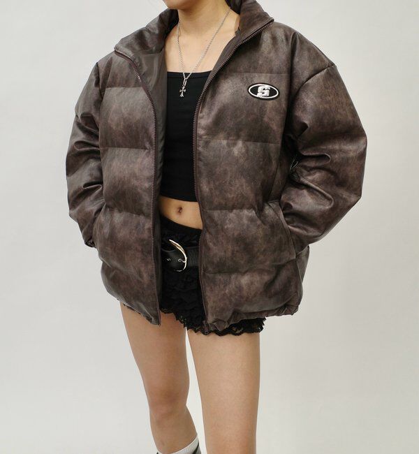  「《３サイズ展開》Sロゴヴィンテージライク中綿レザーブルゾン」|ブルゾン・スタジャン|ブラウンその他2