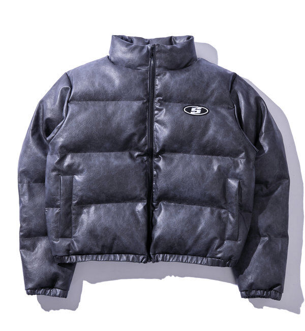  「《３サイズ展開》Sロゴヴィンテージライク中綿レザーブルゾン」|ブルゾン・スタジャン|