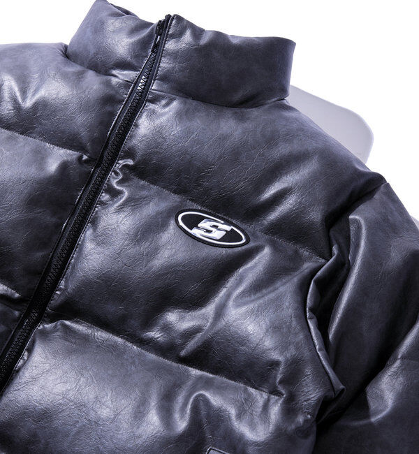  「《３サイズ展開》Sロゴヴィンテージライク中綿レザーブルゾン」|ブルゾン・スタジャン|