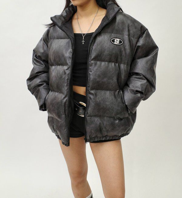  「《３サイズ展開》Sロゴヴィンテージライク中綿レザーブルゾン」|ブルゾン・スタジャン|グレーその他2