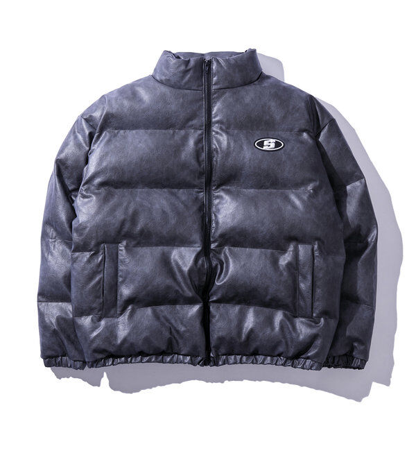  「《３サイズ展開》Sロゴヴィンテージライク中綿レザーブルゾン」|ブルゾン・スタジャン|