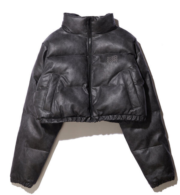  「《３サイズ展開》Sロゴヴィンテージライク中綿レザーブルゾン」|ブルゾン・スタジャン|