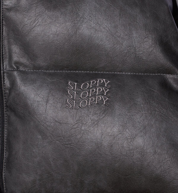  「《３サイズ展開》Sロゴヴィンテージライク中綿レザーブルゾン」|ブルゾン・スタジャン|