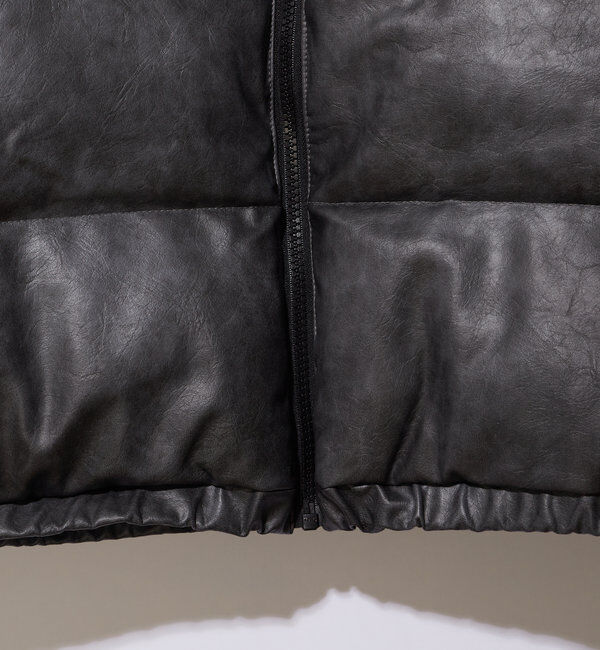  「《３サイズ展開》Sロゴヴィンテージライク中綿レザーブルゾン」|ブルゾン・スタジャン|