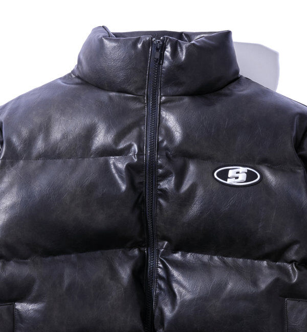  「《３サイズ展開》Sロゴヴィンテージライク中綿レザーブルゾン」|ブルゾン・スタジャン|