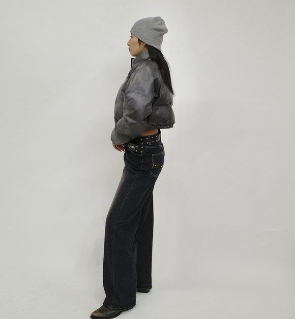  「《３サイズ展開》Sロゴヴィンテージライク中綿レザーブルゾン」|ブルゾン・スタジャン|