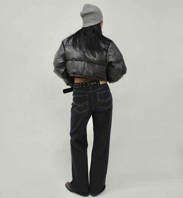  「《３サイズ展開》Sロゴヴィンテージライク中綿レザーブルゾン」|ブルゾン・スタジャン|