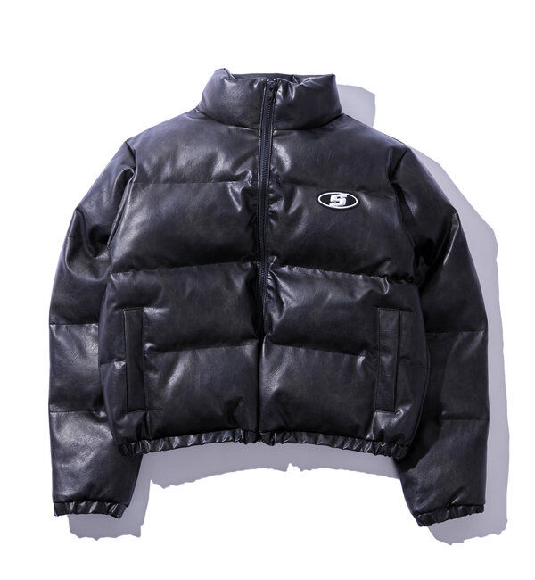  「《３サイズ展開》Sロゴヴィンテージライク中綿レザーブルゾン」|ブルゾン・スタジャン|