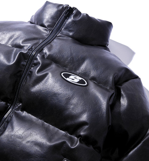  「《３サイズ展開》Sロゴヴィンテージライク中綿レザーブルゾン」|ブルゾン・スタジャン|