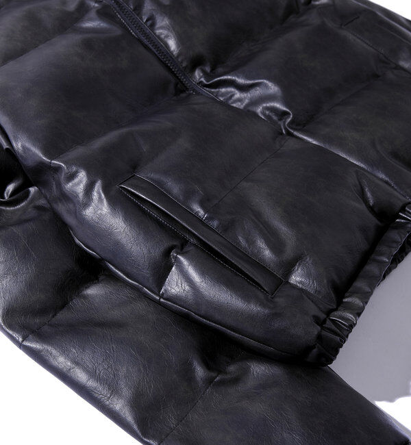  「《３サイズ展開》Sロゴヴィンテージライク中綿レザーブルゾン」|ブルゾン・スタジャン|