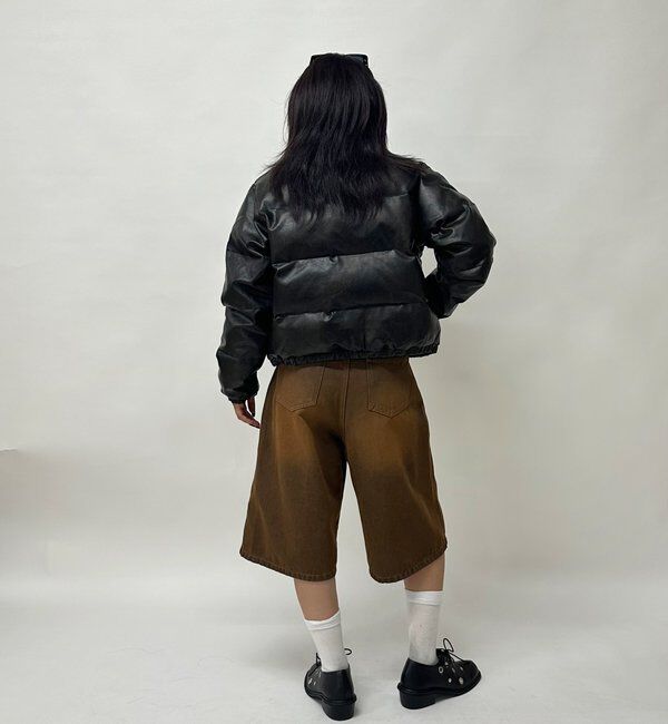  「《３サイズ展開》Sロゴヴィンテージライク中綿レザーブルゾン」|ブルゾン・スタジャン|