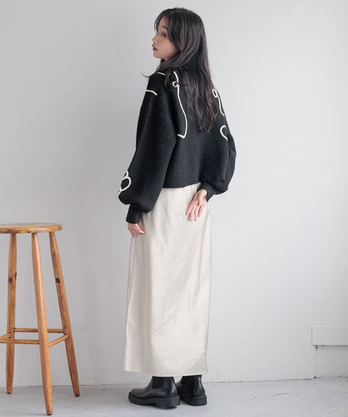 LOWRYS FARM「エンブロイダリーニップルオーバーＬＳ」|ニット・セーター|