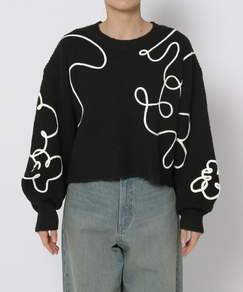 LOWRYS FARM「エンブロイダリーニップルオーバーＬＳ」|ニット・セーター|