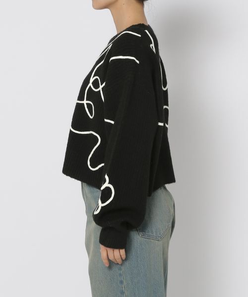 LOWRYS FARM「エンブロイダリーニップルオーバーＬＳ」|ニット・セーター|