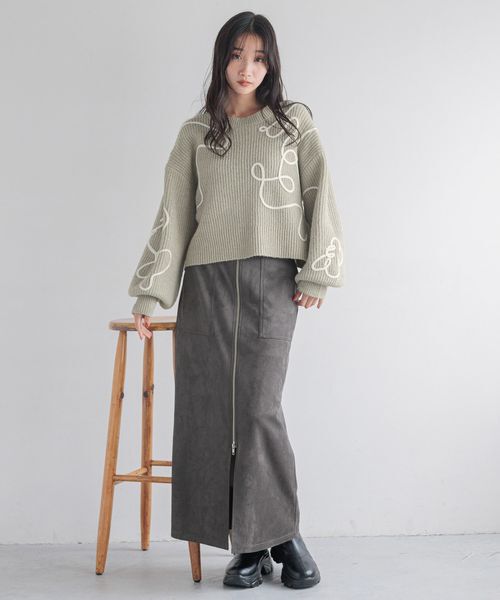 LOWRYS FARM「エンブロイダリーニップルオーバーＬＳ」|ニット・セーター|